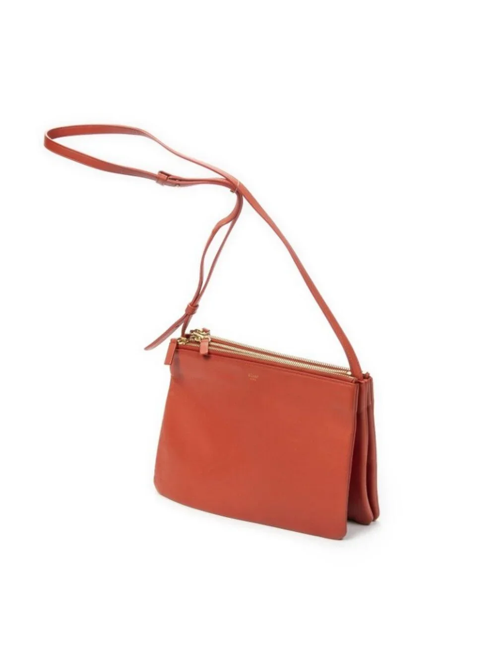 Celine Large Trio Crossbody Orange Calfskin Leather